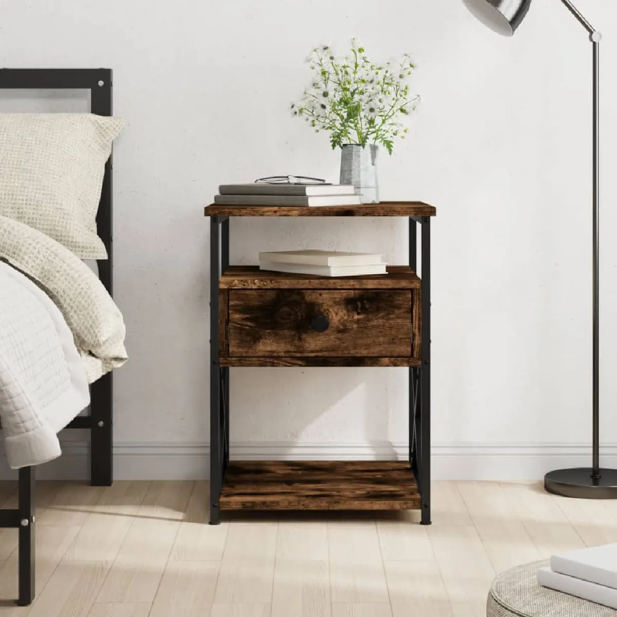 Vidaxl Table De Chevet Chêne Fumé