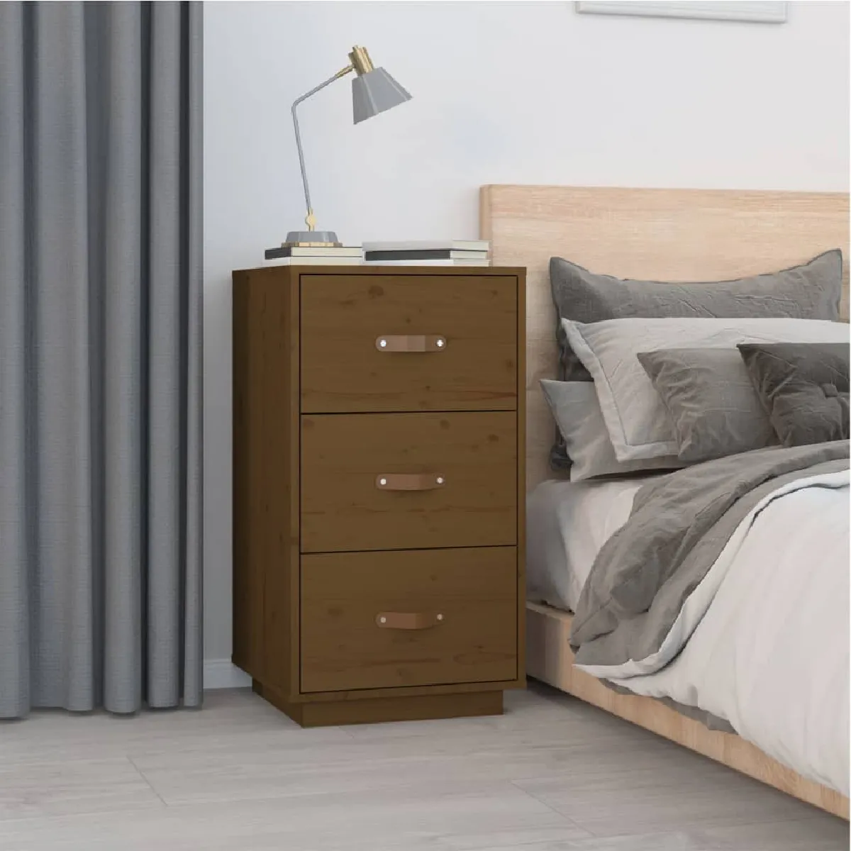 VIDAXL - Table de chevet - Bois de pin - Marron - 40x40x75 cm - Image 2