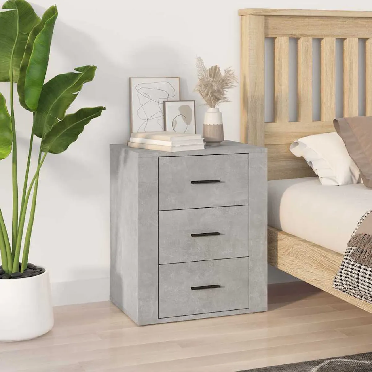 Non Communiqué Gris Vidaxl Table De Chevet Table De Nuit Armoire De Chevet Armoire De Lit Meuble De Chambre À Coucher Béton 50X36x60 Cm Bois D'ingénierie - Image 3