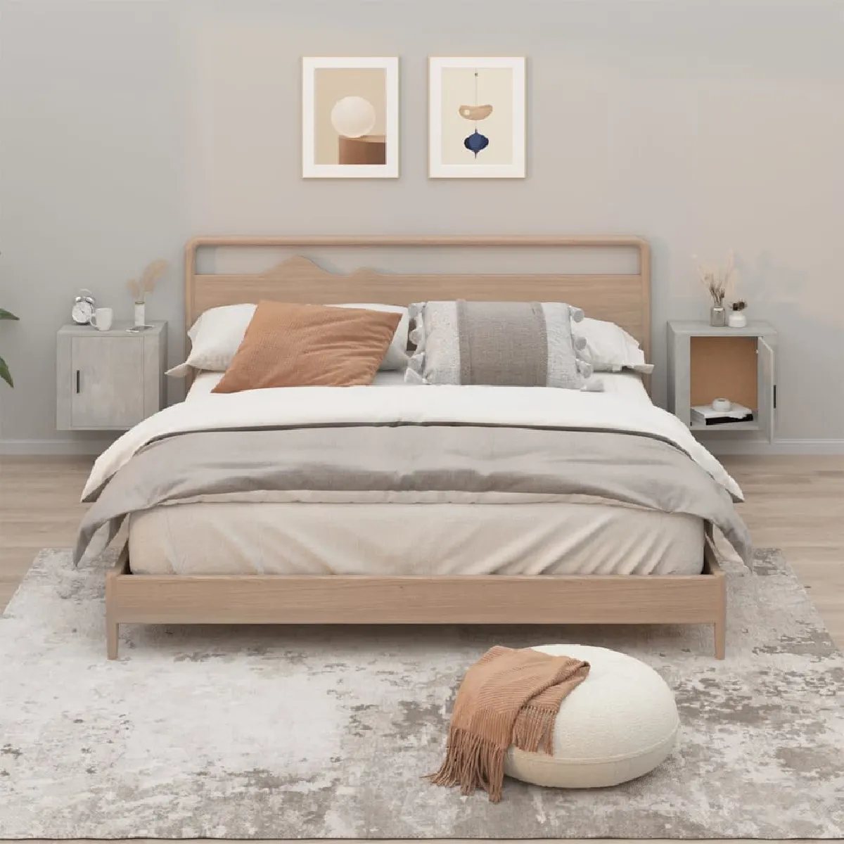 VIDAXL Tables de chevet - Gris béton