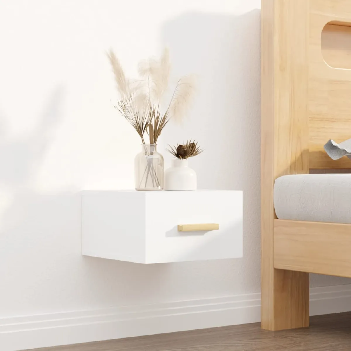 vidaXL - Table de chevet murale - 35x35x20 cm - Blanc - Image 2