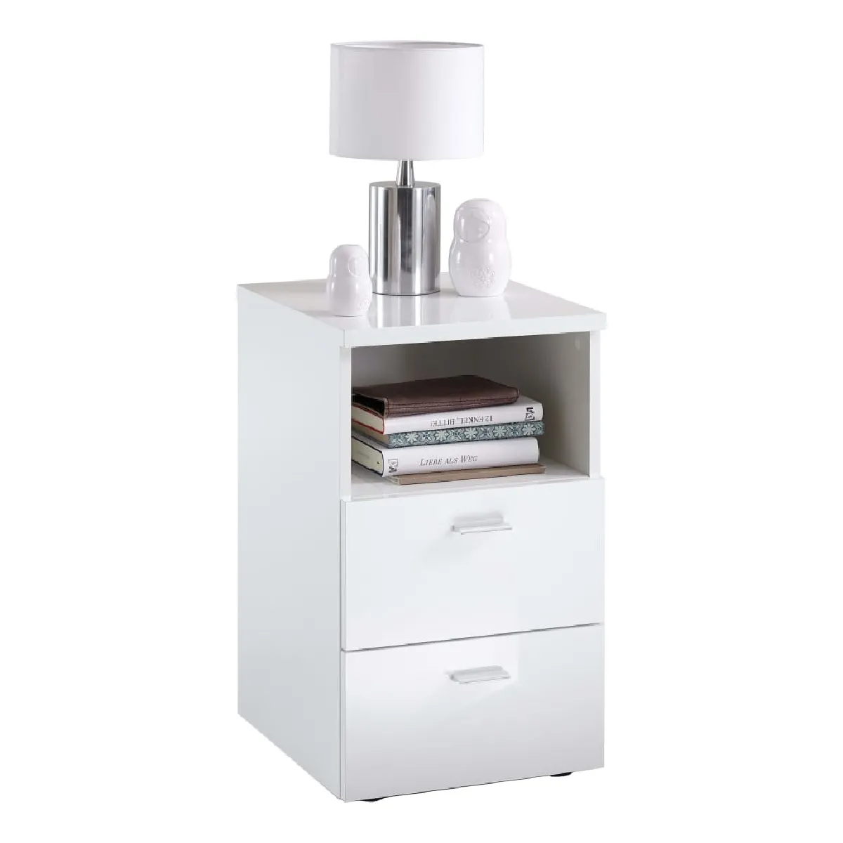 FMD Table de Chevet - Blanc Brillant FMD Table de Chevet - Blanc Brillant