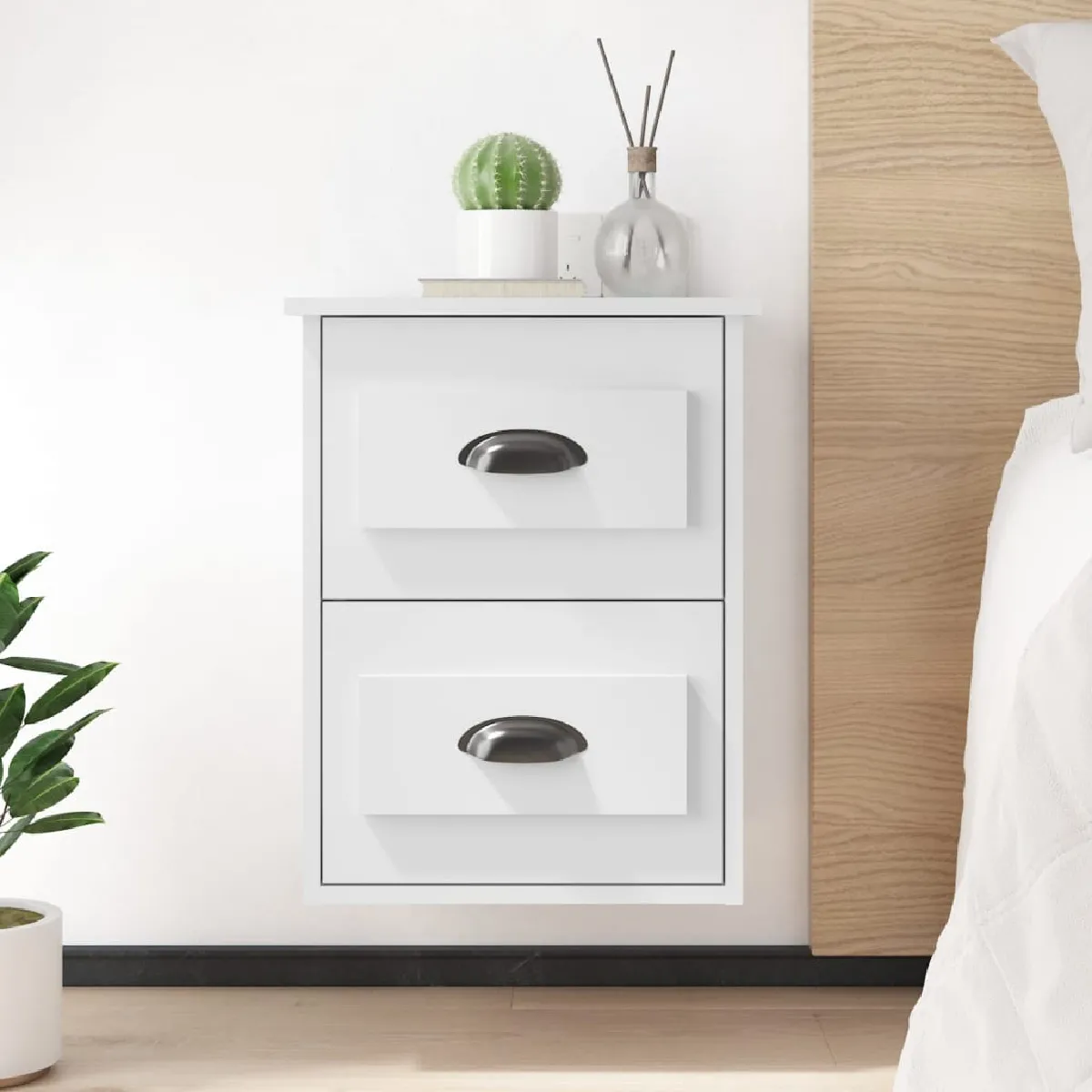 Vidaxl Blanc Table De Chevet Murale