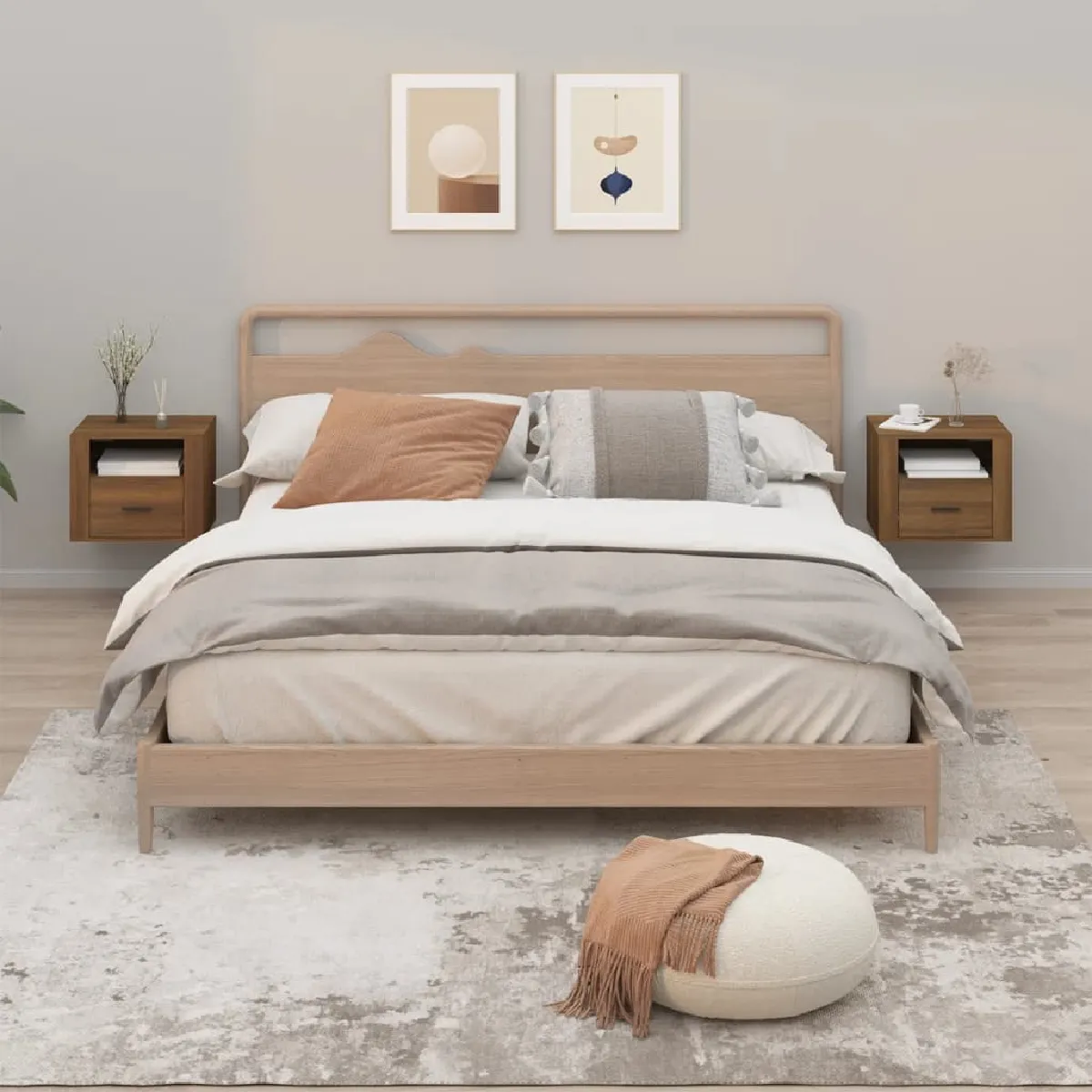 vidaXL Tables de chevet murales 2 pcs Chêne - vue 2