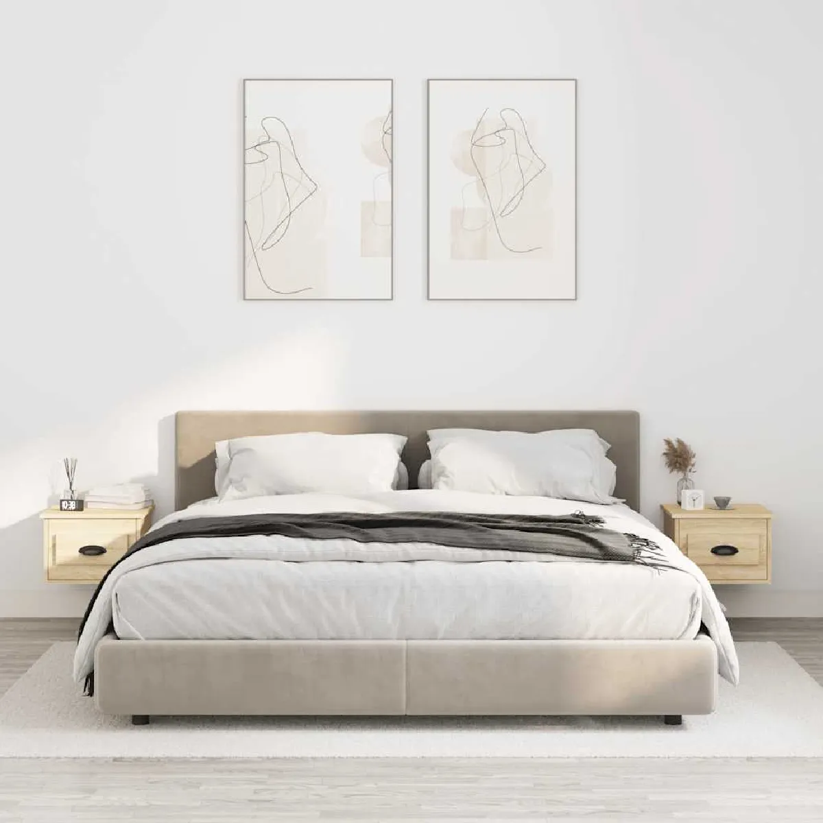 vidaXL Tables de chevet murales 2 pcs Chêne sonoma - vue 7
