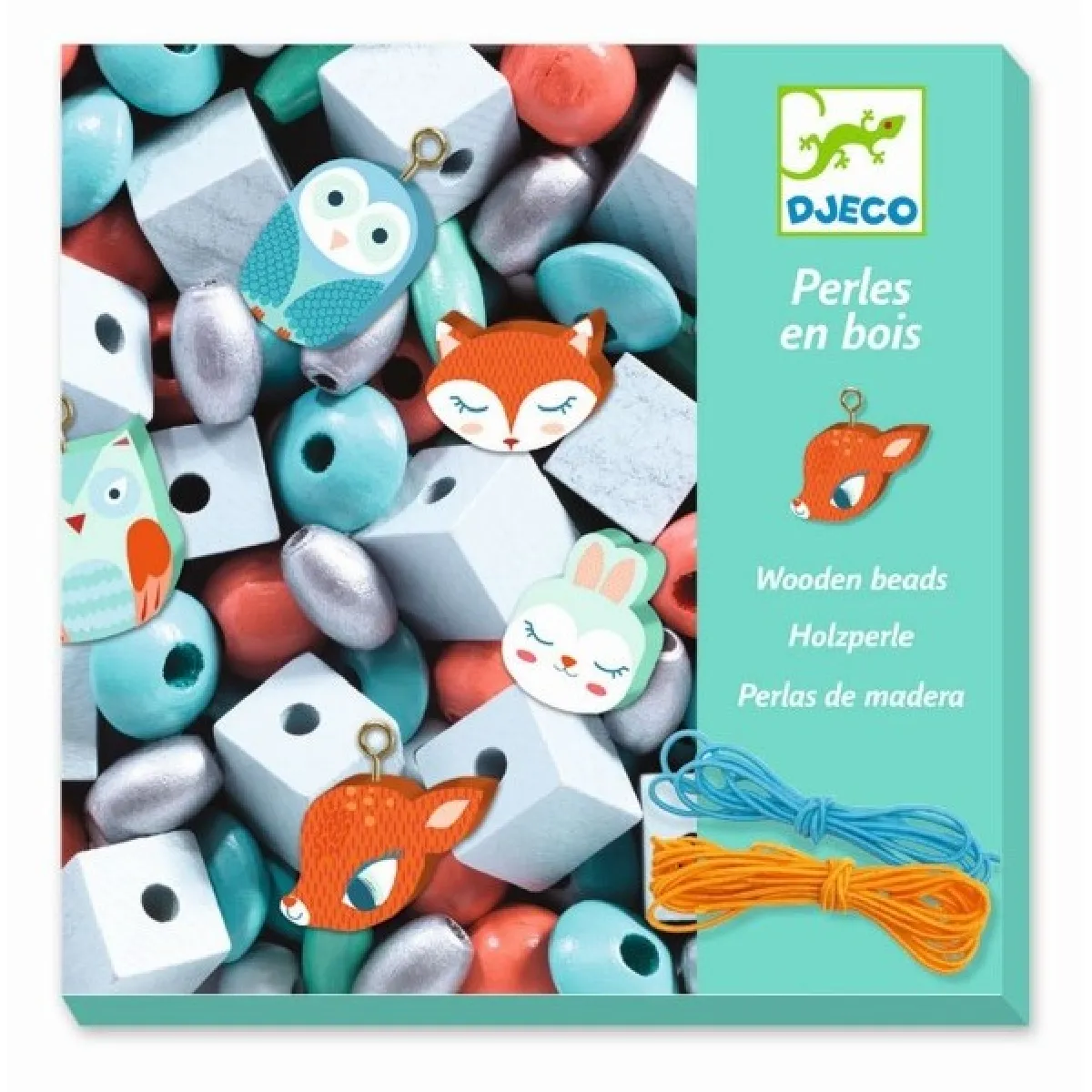 Djeco Multicolore Jeu Créatif Perles En Bois Petits Animaux - Image 4