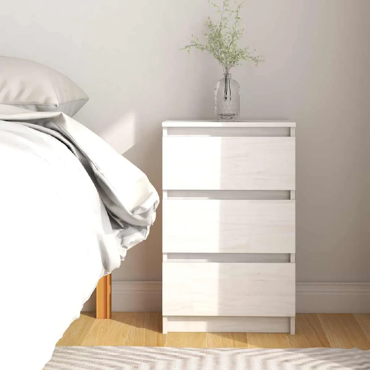 VIDAXL - Table de chevet - Bois de pin - Blanc - 40x29,5x64 cm - Image 2