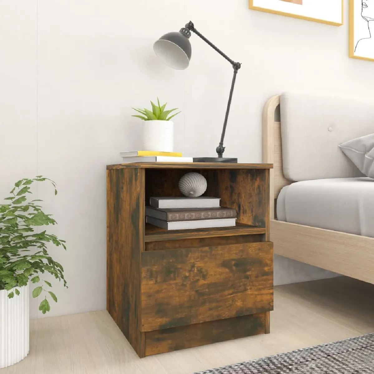 VidaXL Tables de chevet Chêne Fumé - vue 4