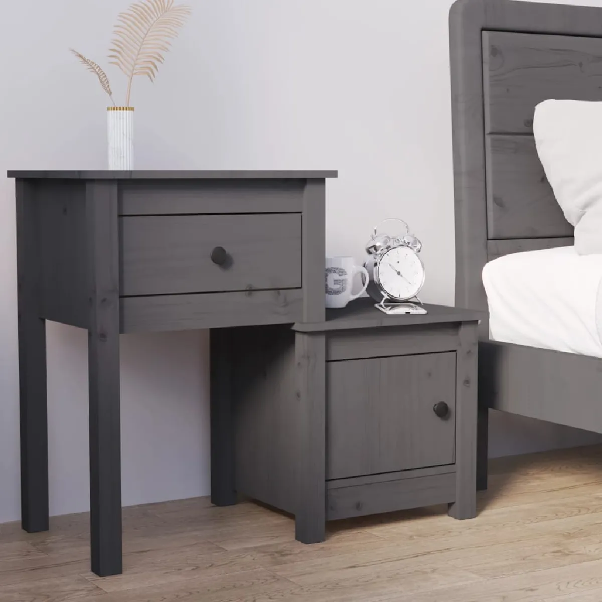 Vidaxl Gris Table De Chevet