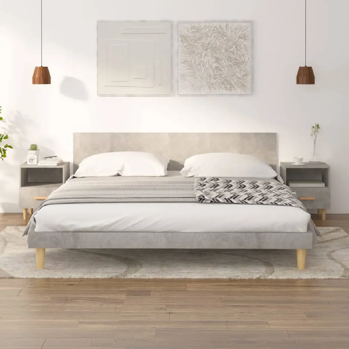 vidaXL Tables de chevet 2 pcs Béton - vue 3