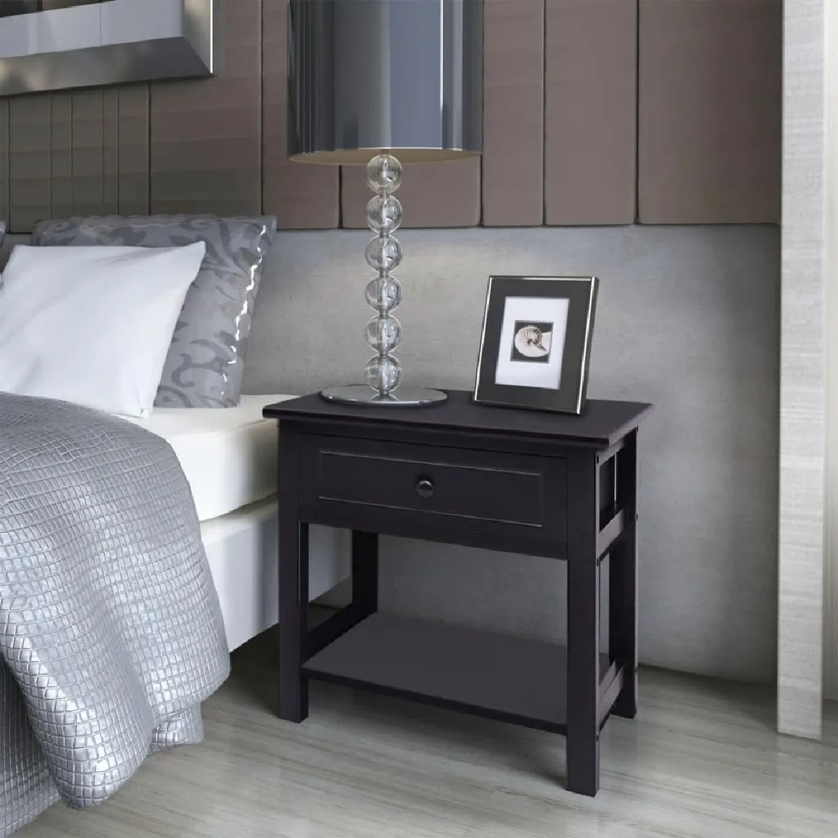 VidaXL Tables de chevet - Bois noir