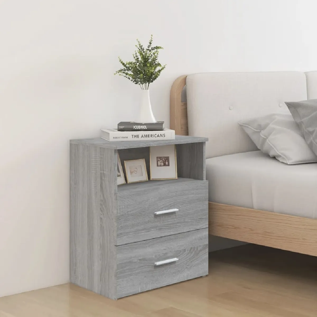 vidaXL - Table de chevet - Set de 2 - Gris - 50x32x60 cm - Image 2