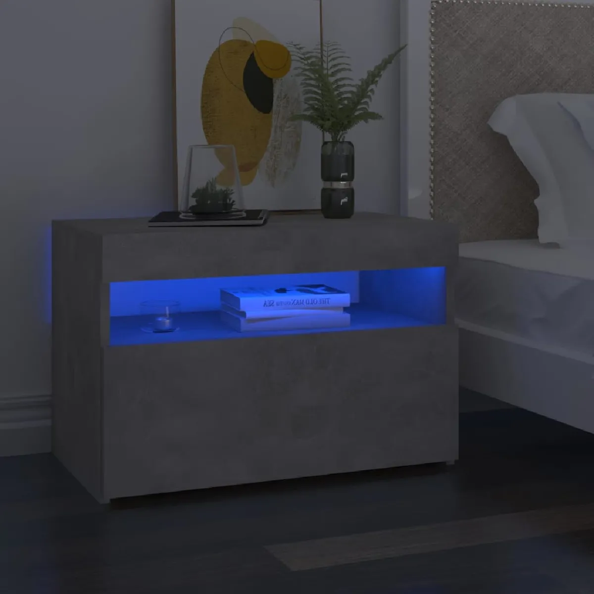 Vidaxl Gris Tables De Chevet Led - Béton