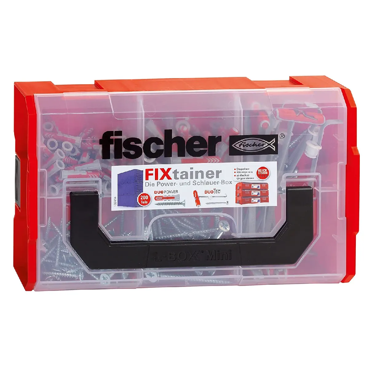 O91 Set de chevilles Fischer DUOPOWER 200 pièces - assortiment complet avec vis pour fixations légères à lourdes