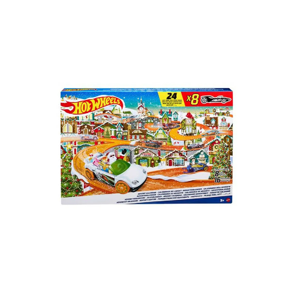 Hot Wheels Calendrier De ’Avent avec 8 Voitures Et 16 Accessoires sur Le Thème De ’Hiver Plus Tapis De Jeu Jouet Enfant Dès HKL74