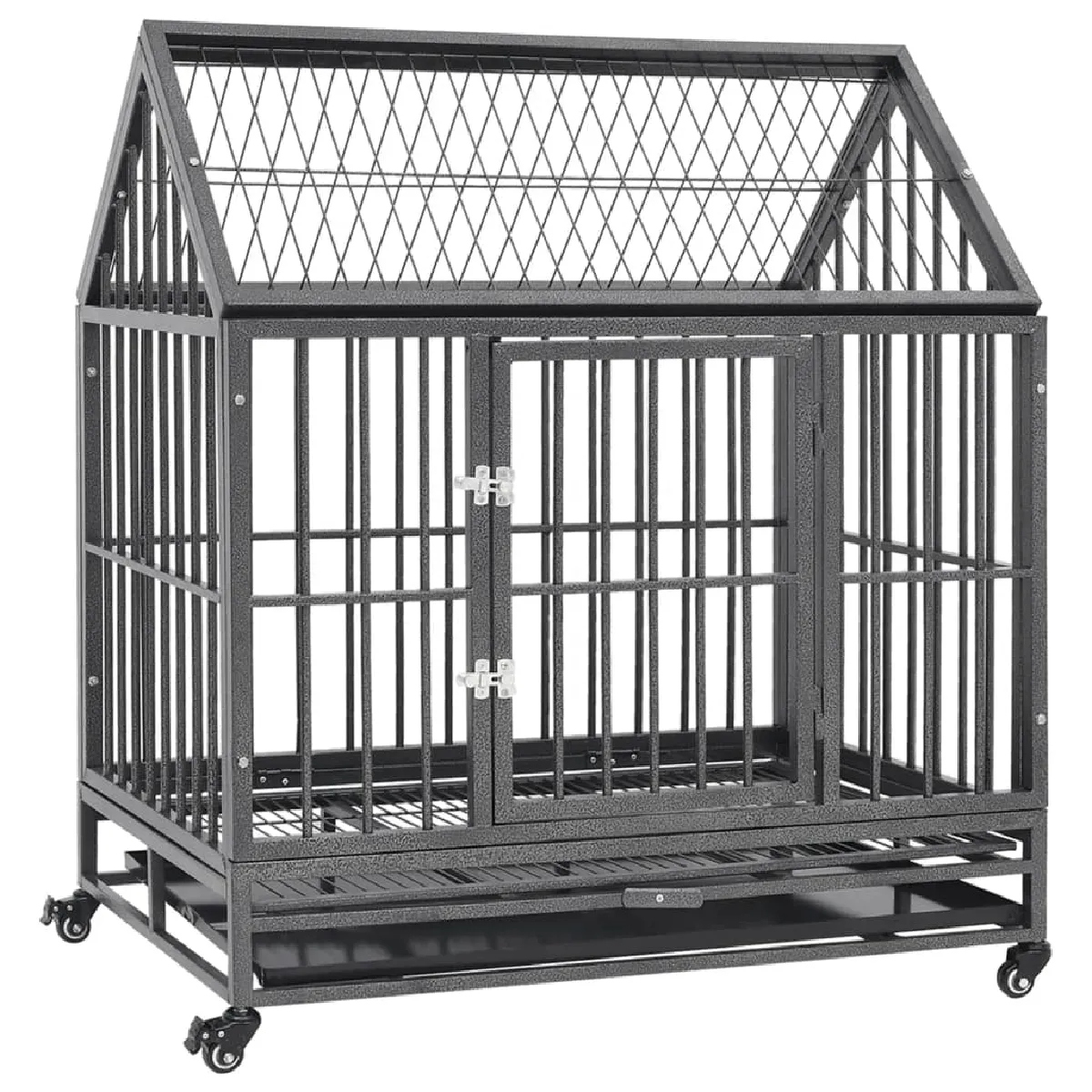 vidaXL Cage chien avec roues et toit 92x62x106 cm - vue 2