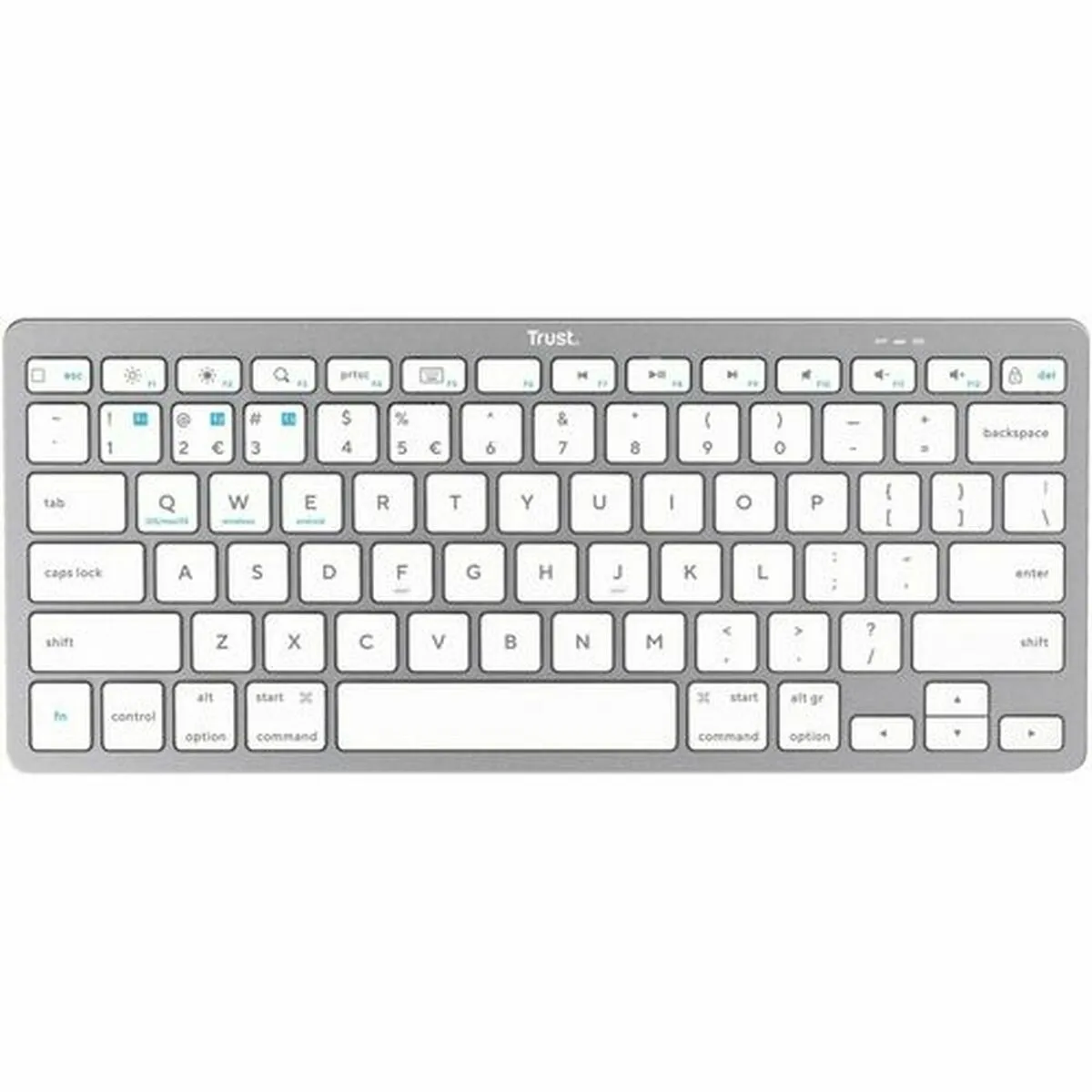 Trust Argent 24654 Clavier Bureau Bluetooth Qwerty Espagnole Blanc - Neuf - Image 2