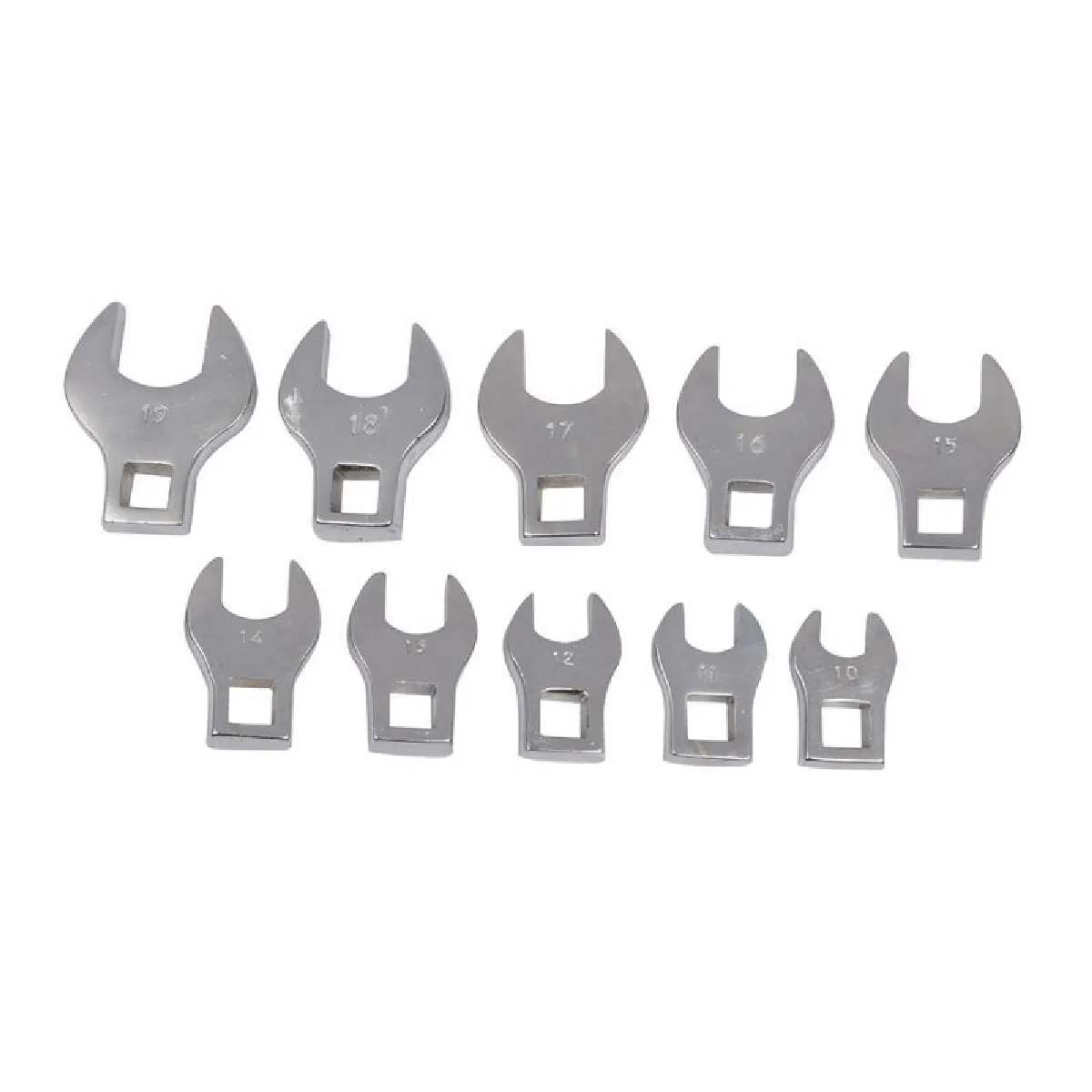 Silverline Têtes de Clés à Fourche 10 pcs 10 - 19 mm - Outils Pratiques pour Mécaniciens