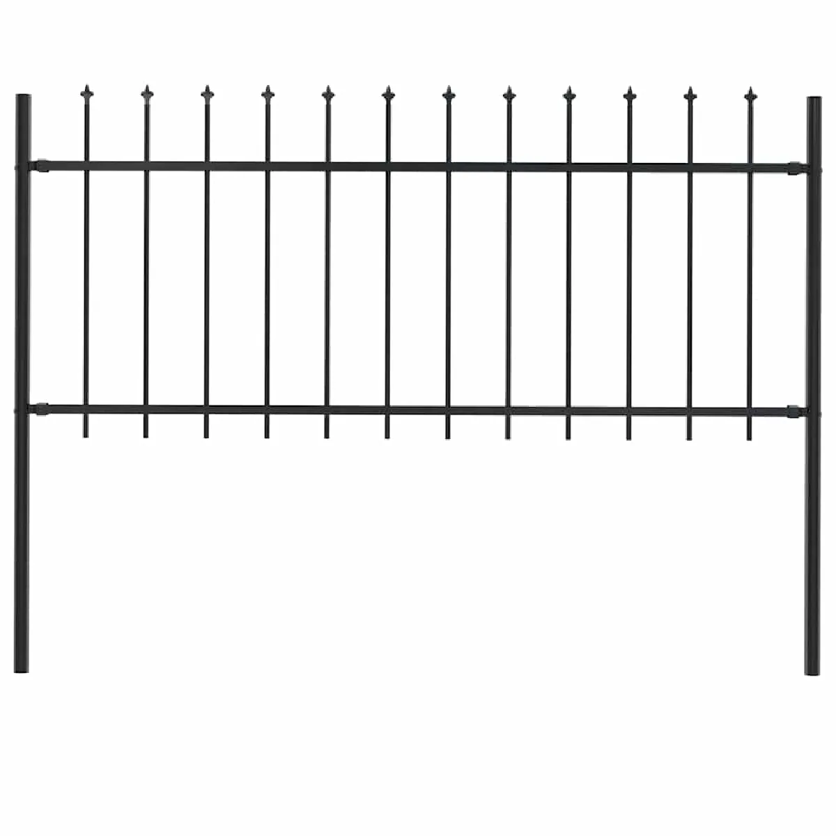 vidaXL Clôture Jardin avec Dessus en Lance Acier 1,8 m - Noir