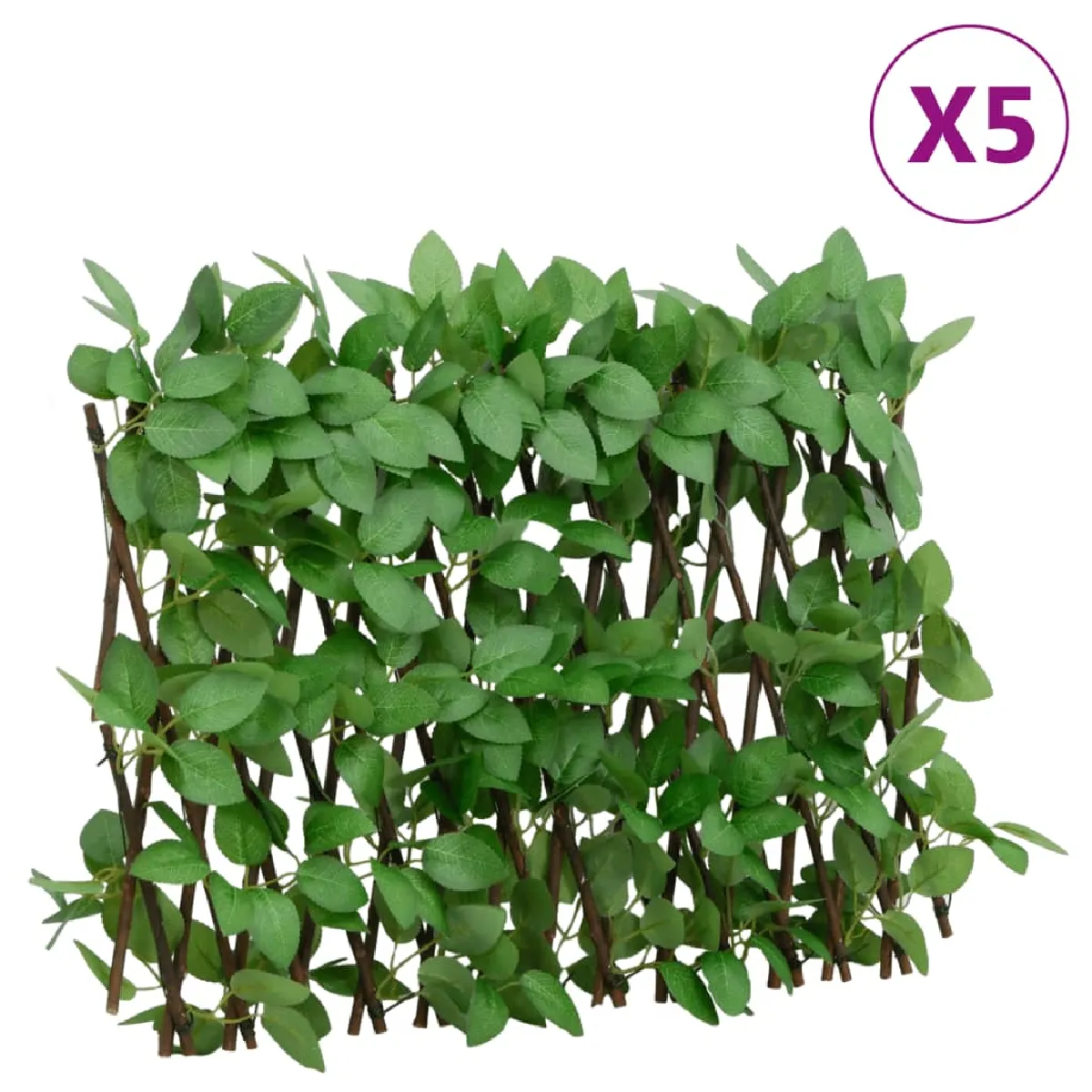 vidaXL Treillis de Lierre Artificiel Extensible 5 pcs Écran de Clôture Brise vue d’Intimité Décoration de Jardin 366585 - vue 2