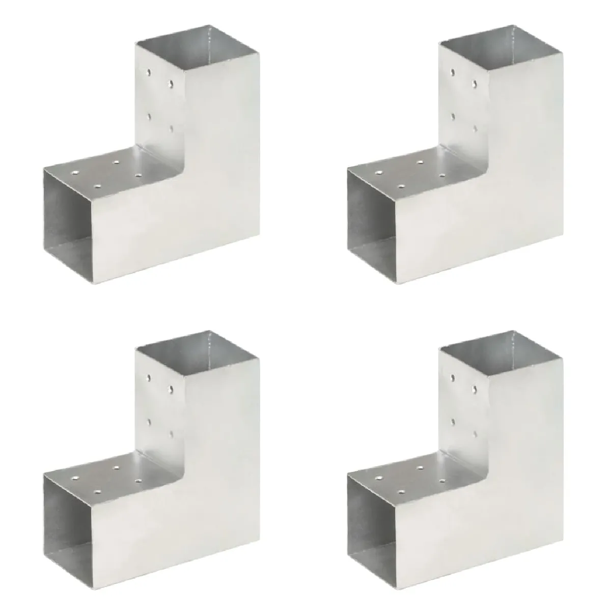 vidaXL Connecteurs de poteau 4 pcs Forme en Métal galvanisé 81x81 mm - vue 2