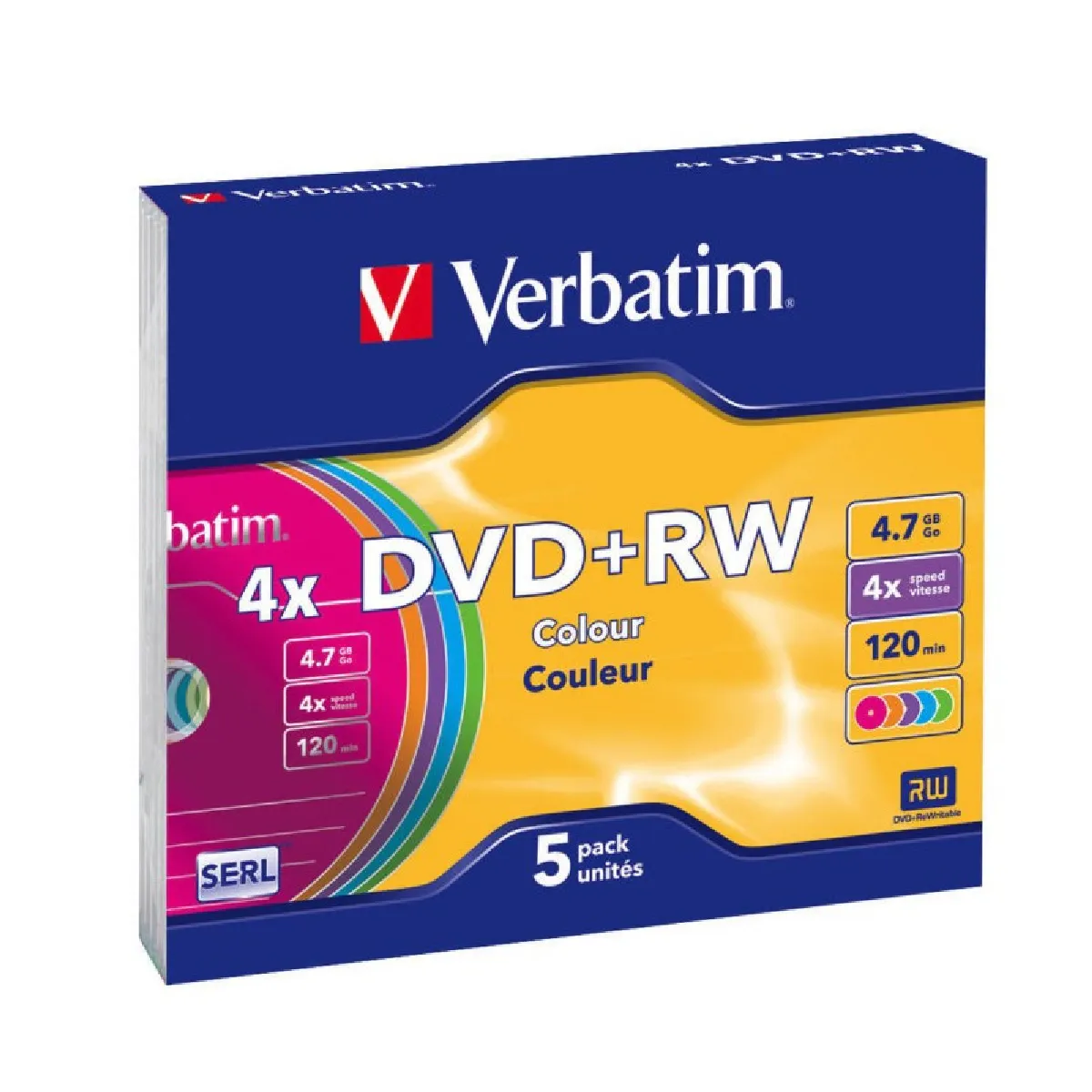 Pack De 5 Dvd+rw 4 7 Go 4x Verbatim - vue 5