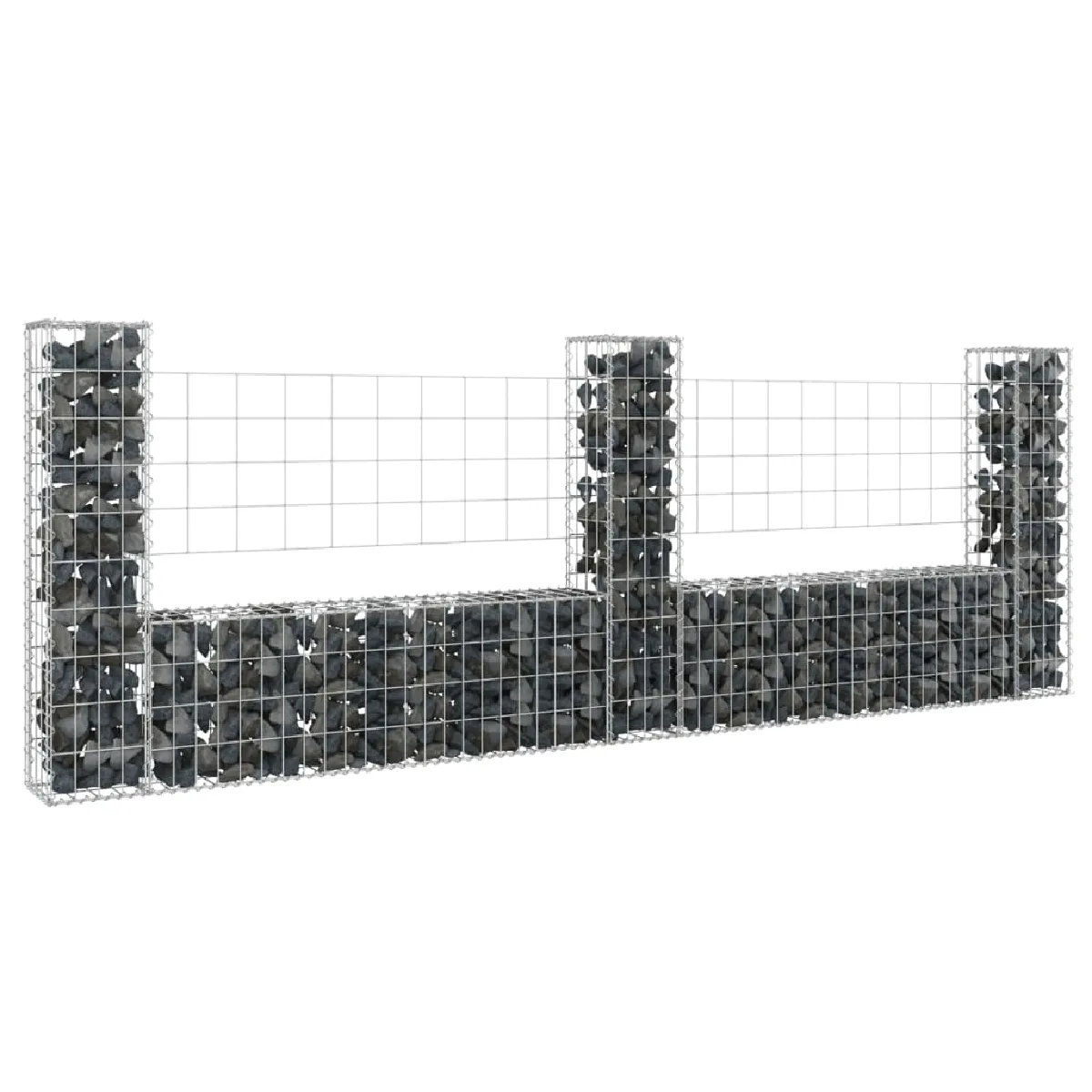 vidaXL Panier de Gabion en Forme de U avec 3 Poteaux Mur de Soutènement Barrière de Jardin Patio Projets de Jardinage 151276