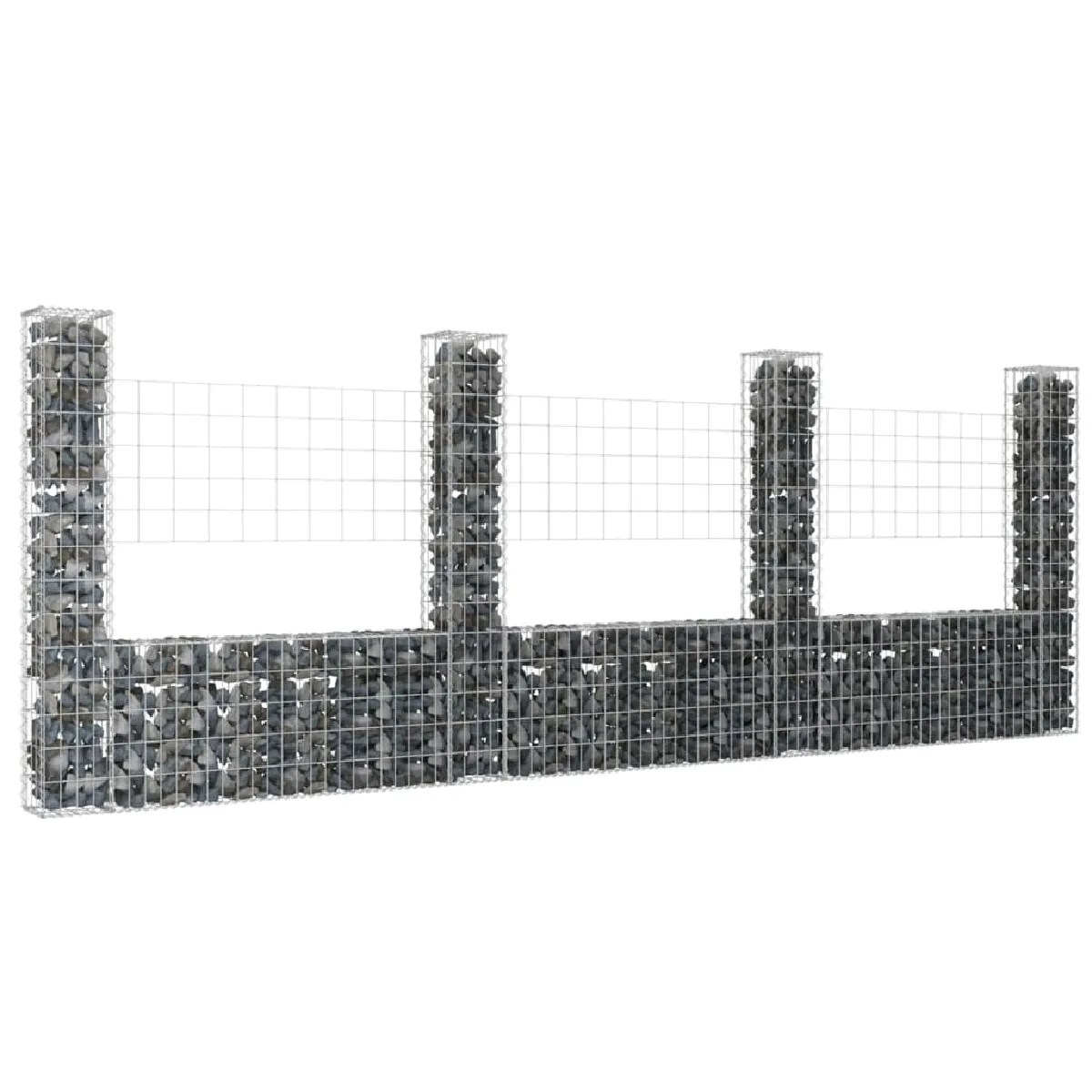 vidaXL Panier de Gabion en Forme de U avec 4 Poteaux Mur de Soutènement Barrière de Jardin Patio Projets de Jardinage 151284