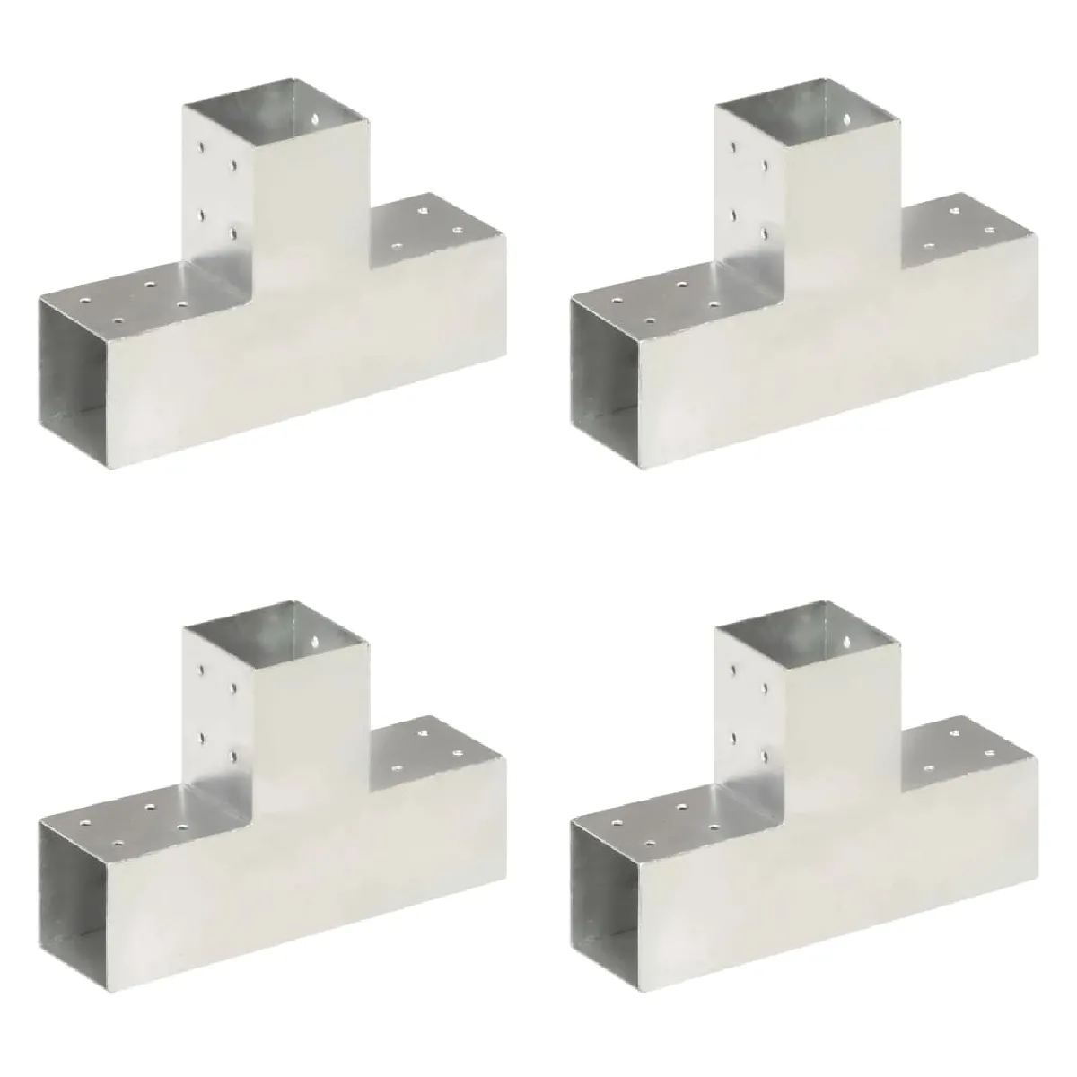 Vidaxl Connecteurs de poteau 4 pcs Forme en T Métal galvanisé 81x81 mm