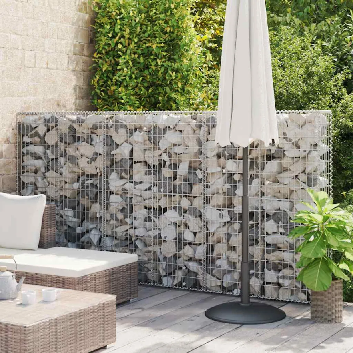 vidaXL Mur en gabion avec couvercles Acier galvanisé - vue 3