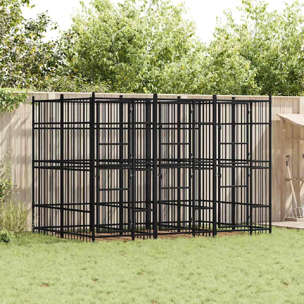 vidaXL Chenil d'extérieur pour chiens Acier 5 53 m² - vue 2