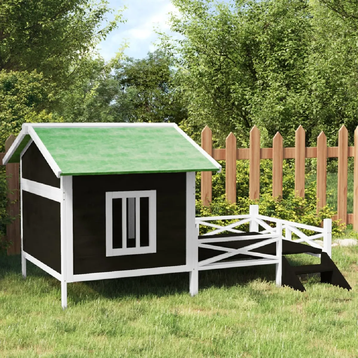 vidaXL Chenil gris 159x120x88,5 cm bois de pin solide