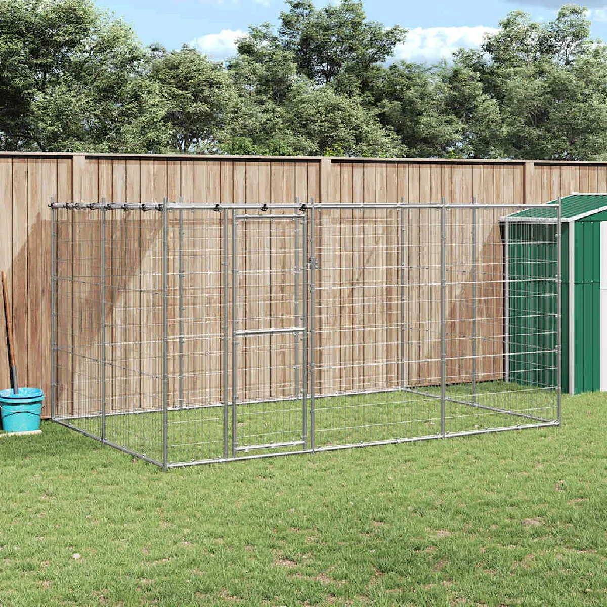 vidaXL Chenil extérieur Acier galvanisé avec toit 7 26 m² - vue 2