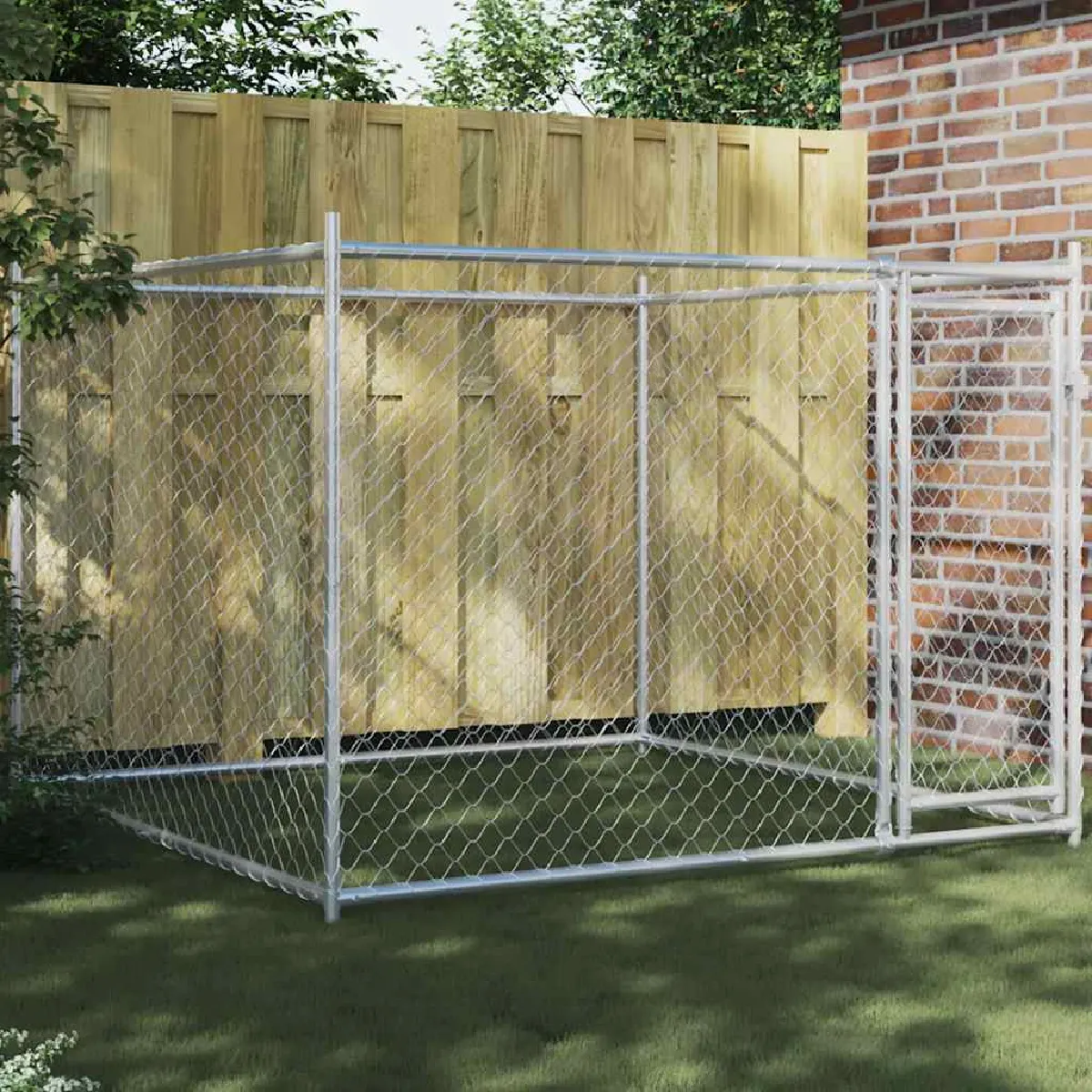 Comparer les prix de vidaXL Cage pour chien avec porte gris 2x2x1,5 m acier galvanisé