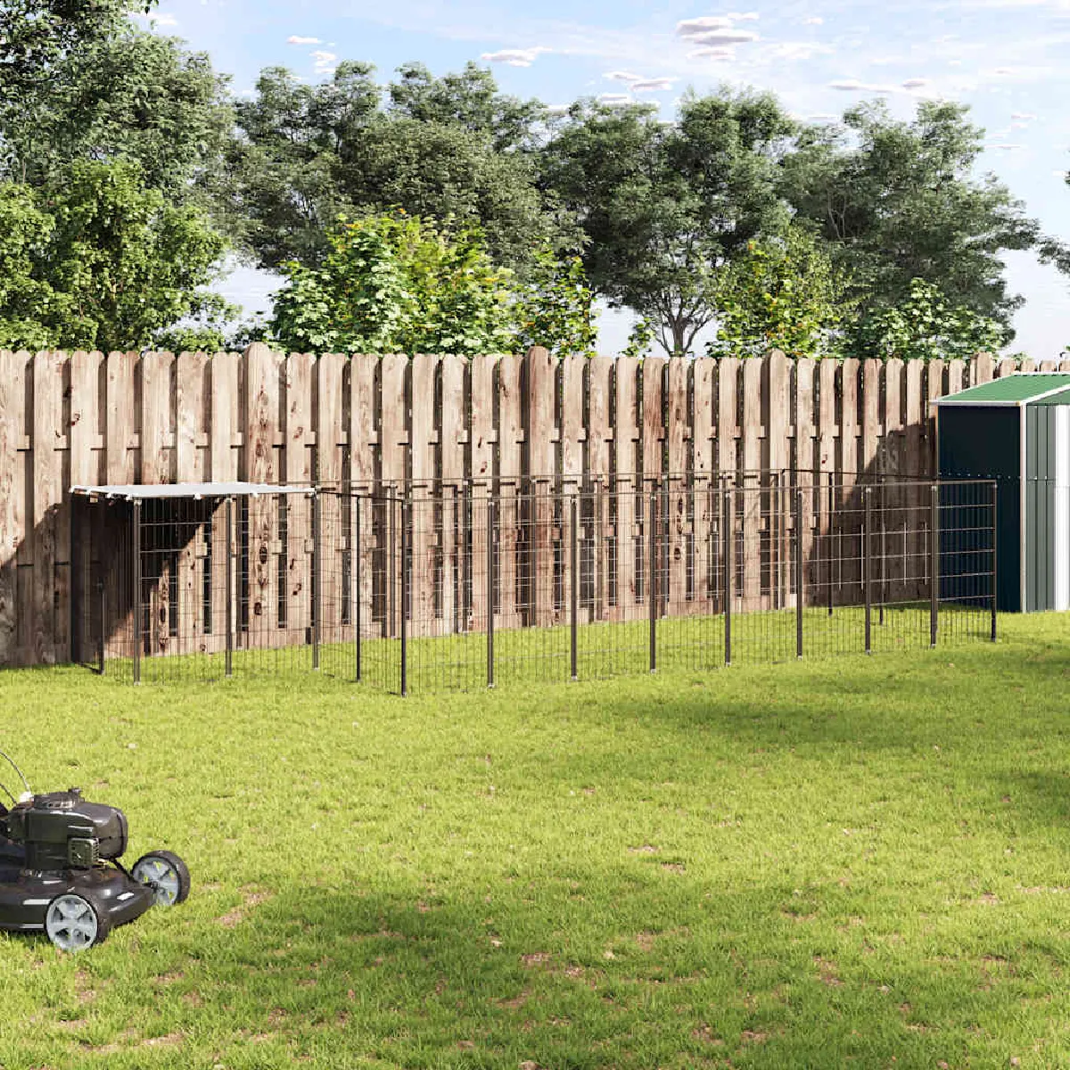 Chenil Pour Chiens VidaXL 10,89 m² – Acier - vue 2