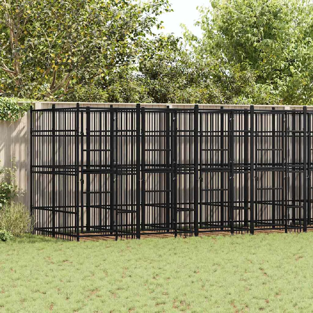 VIDAXL Chenil d'extérieur 14,75 m² - Noir
