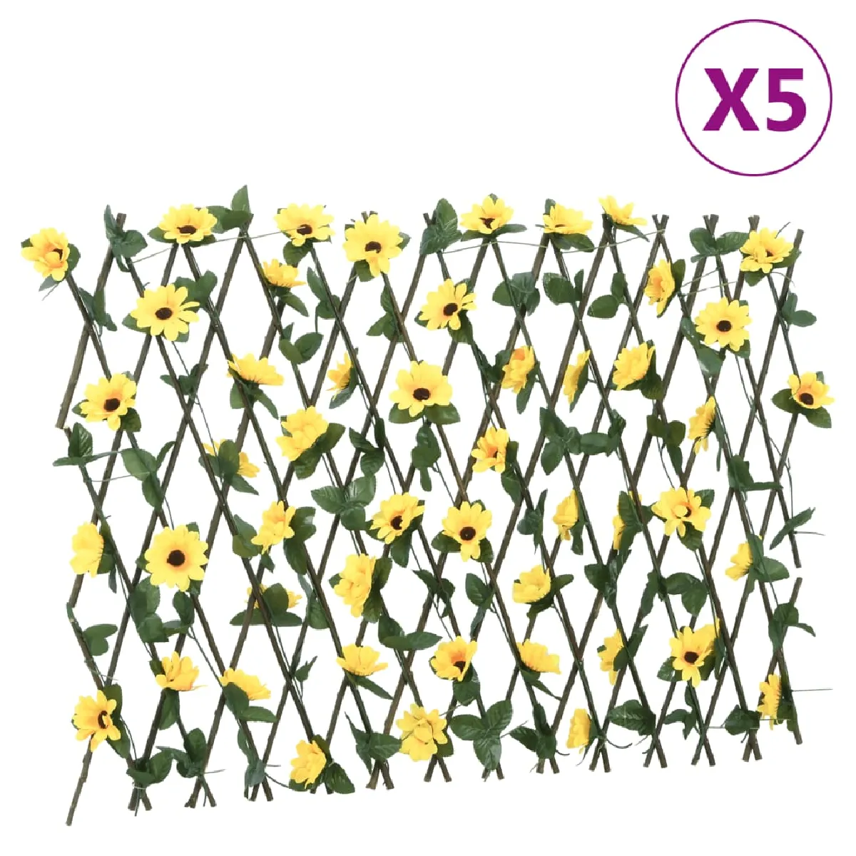 vidaXL Treillis de Lierre Artificiel Extensible 5 pcs Écran de Clôture Brise vue d’Intimité Décoration de Jardin 366599 - vue 2