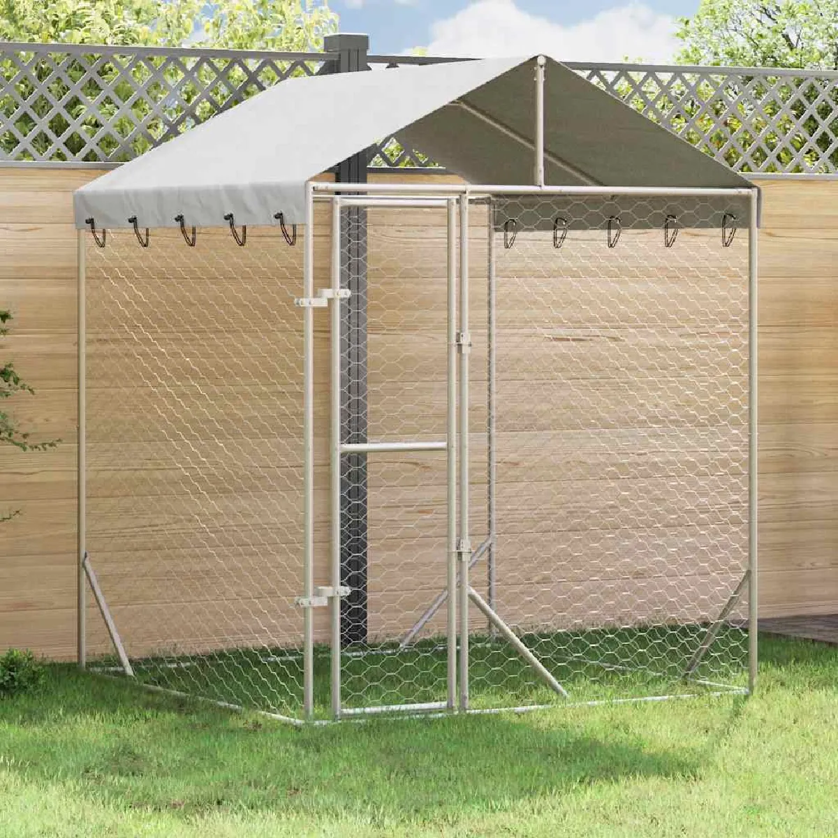 vidaXL Chenil d'Extérieur pour Chiens avec Toit 2x2x2.5 - vue 2