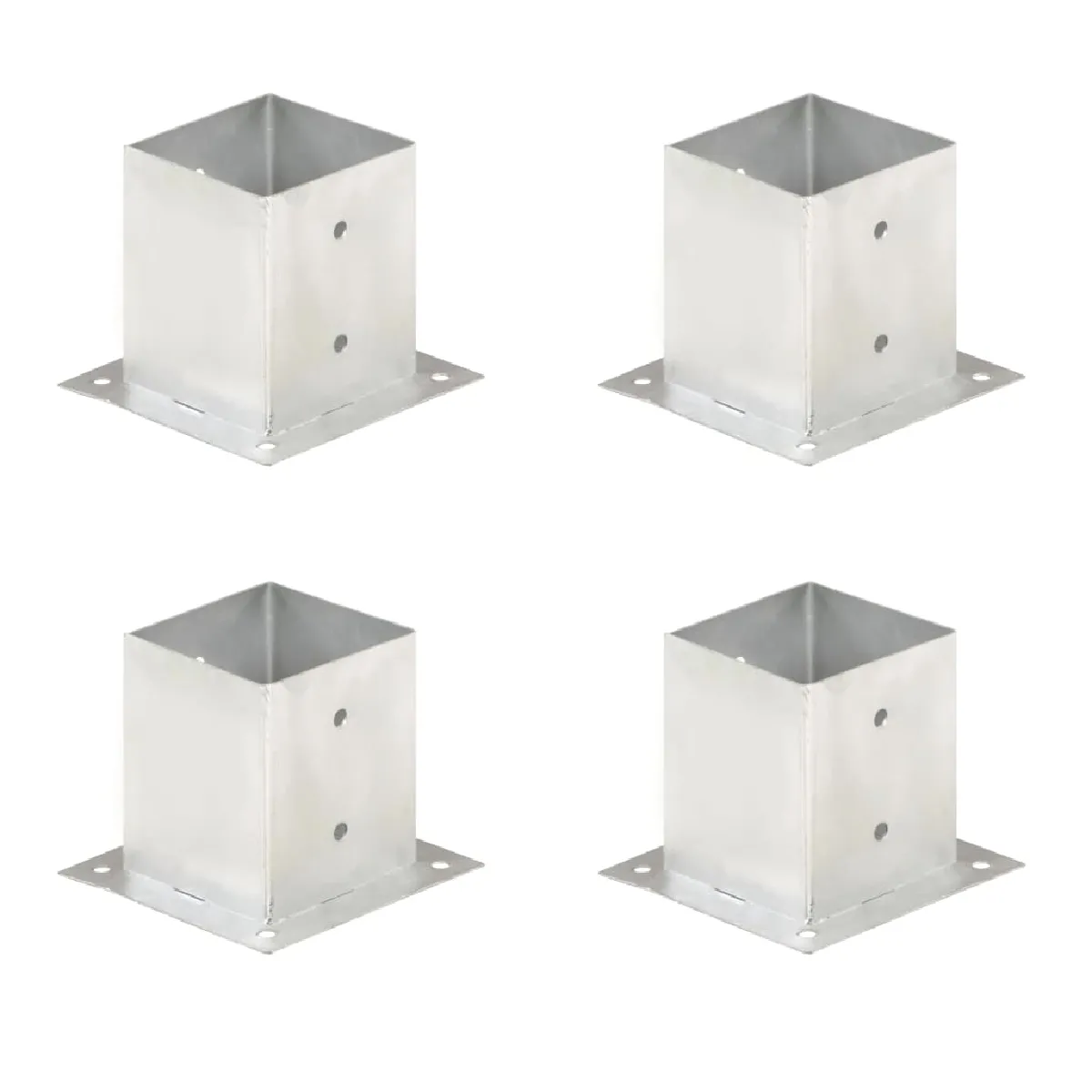 vidaXL Ancres de poteau 4 pcs Métal galvanisé 121 mm - vue 2