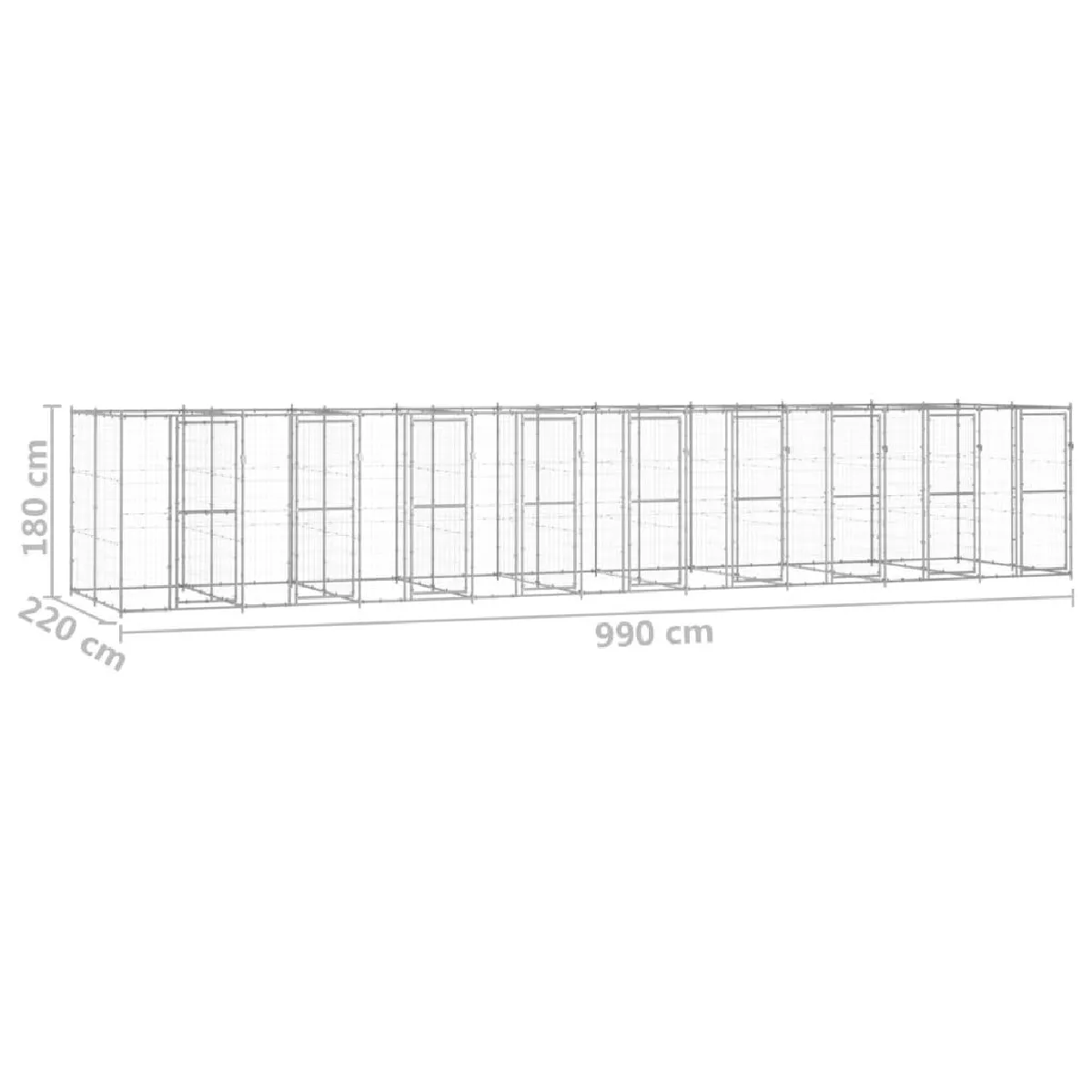 Helloshop26 Chenil Extérieur Acier Galvanisé 21,78 m²