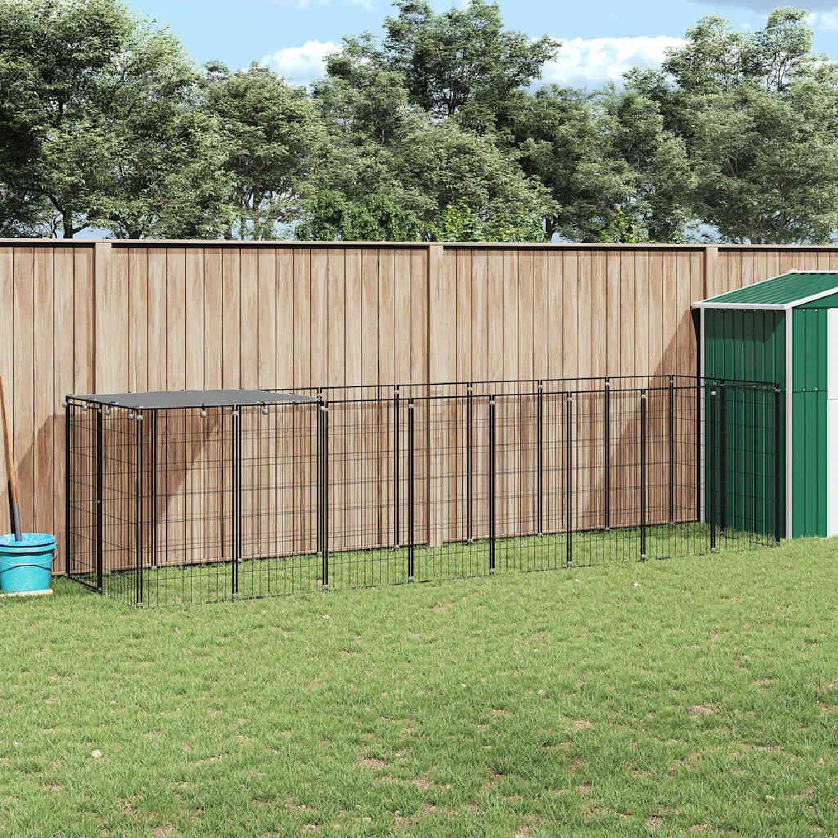 vidaXL Chenil avec Toit 4,84 m² Noir