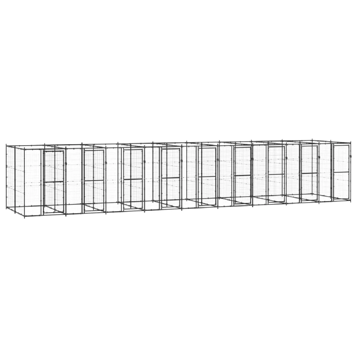 vidaXL Chenil d'Extérieur pour Chiens Acier 21,78 m² Enclos Niche Cage Chiots
