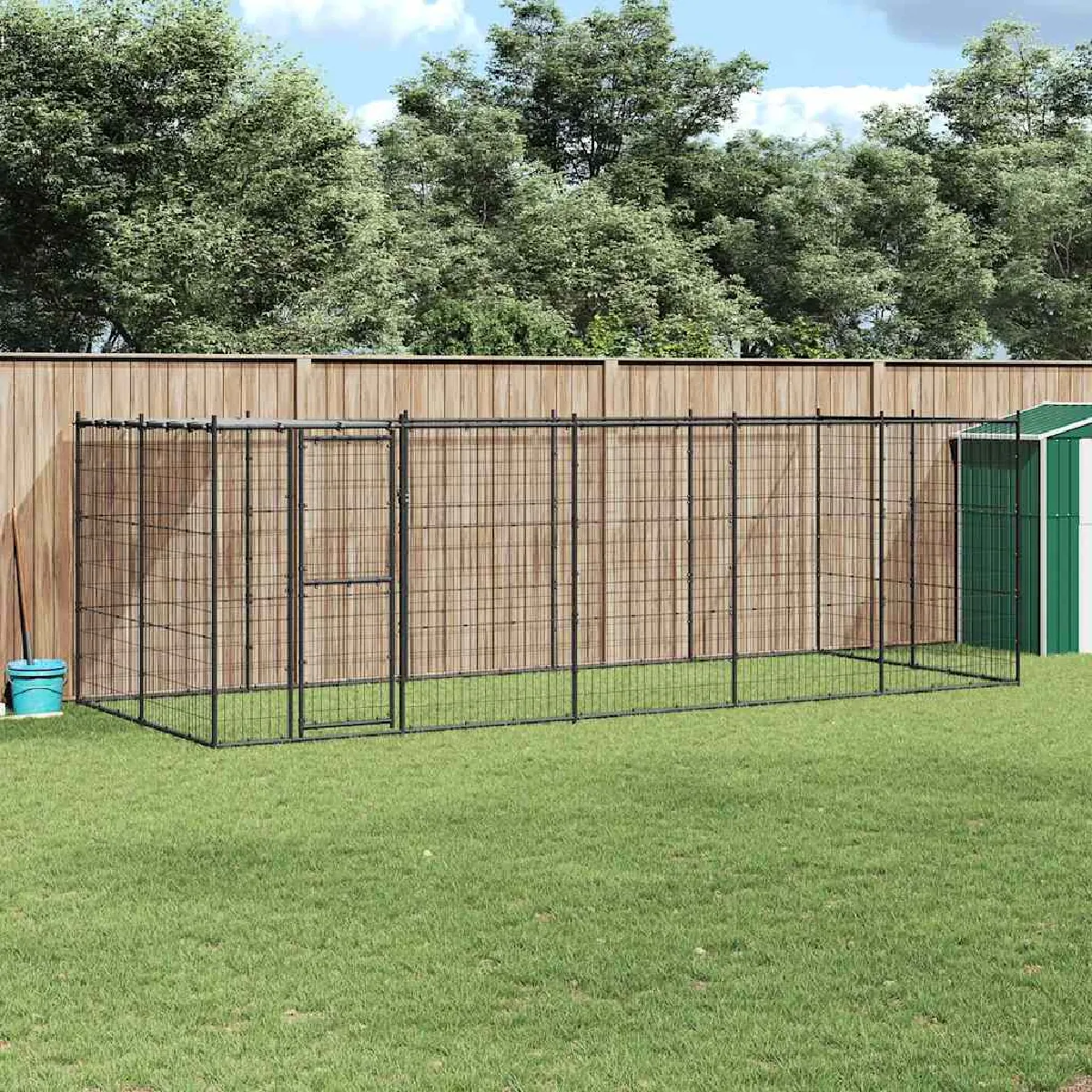 vidaXL Chenil avec toit 12 1 mÂ² Acier - vue 2