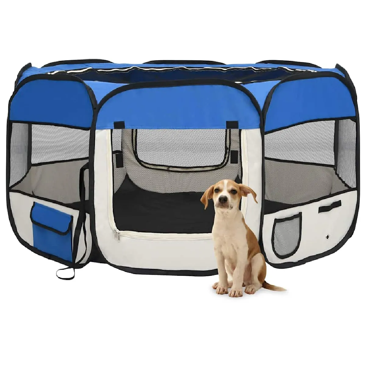 Vidaxl Parc Pliable pour Chien avec Sac de Transport Bleu 125x125x61 cm Enclos 171015