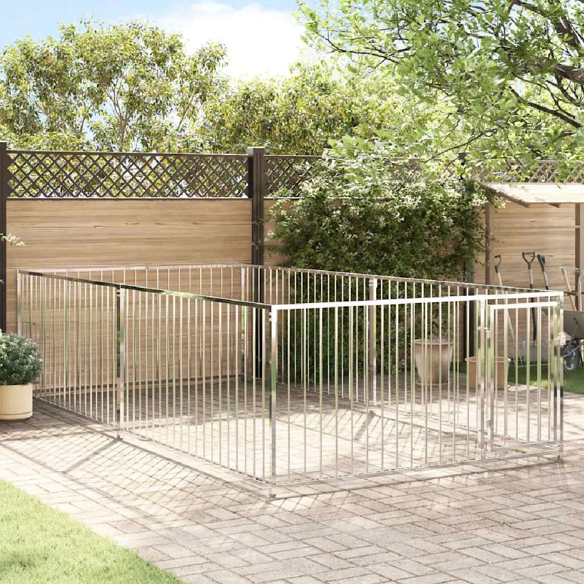 vidaXL Chenil d'extérieur pour chiens - 8 m²