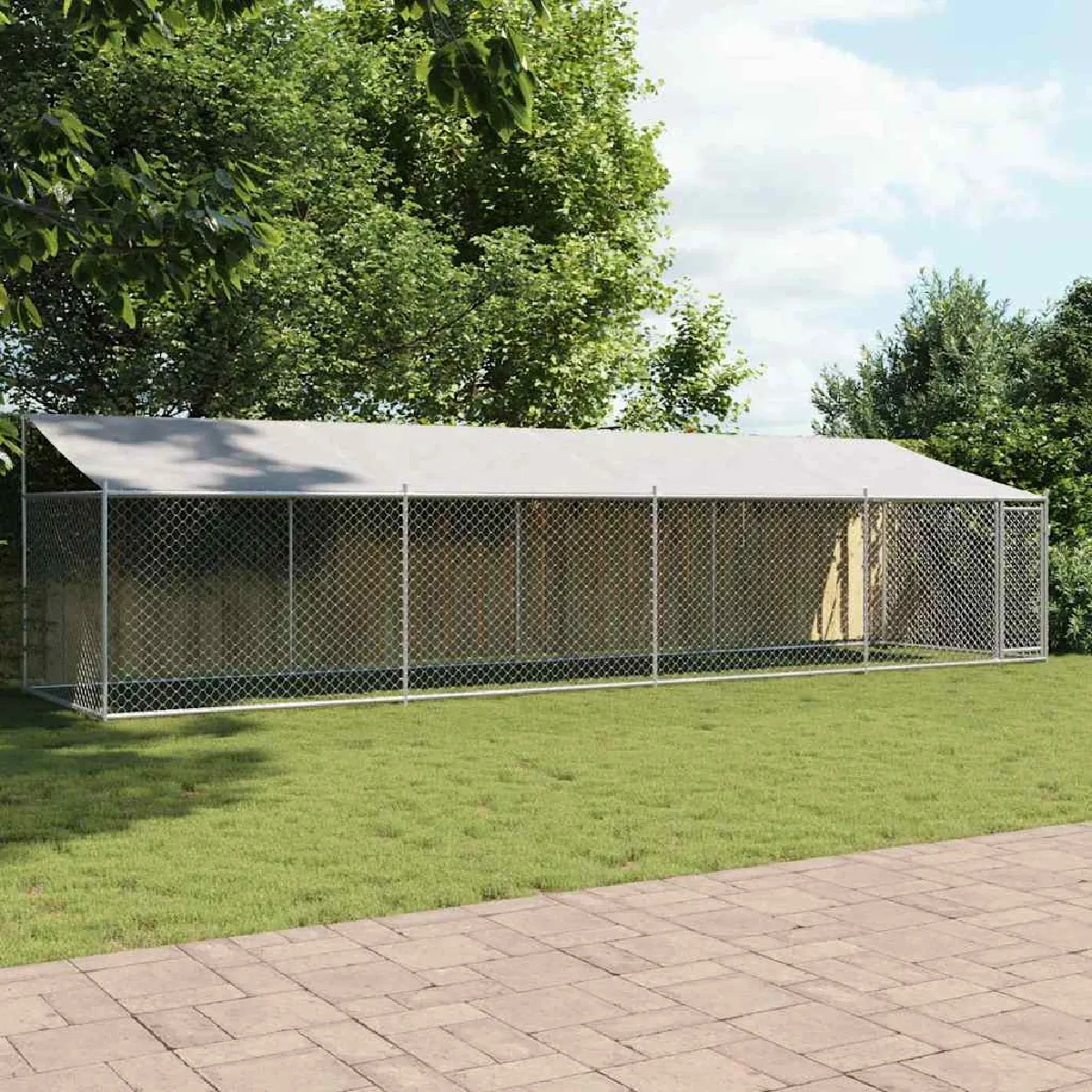 vidaXL Chenil avec toit et porte 8x2x2