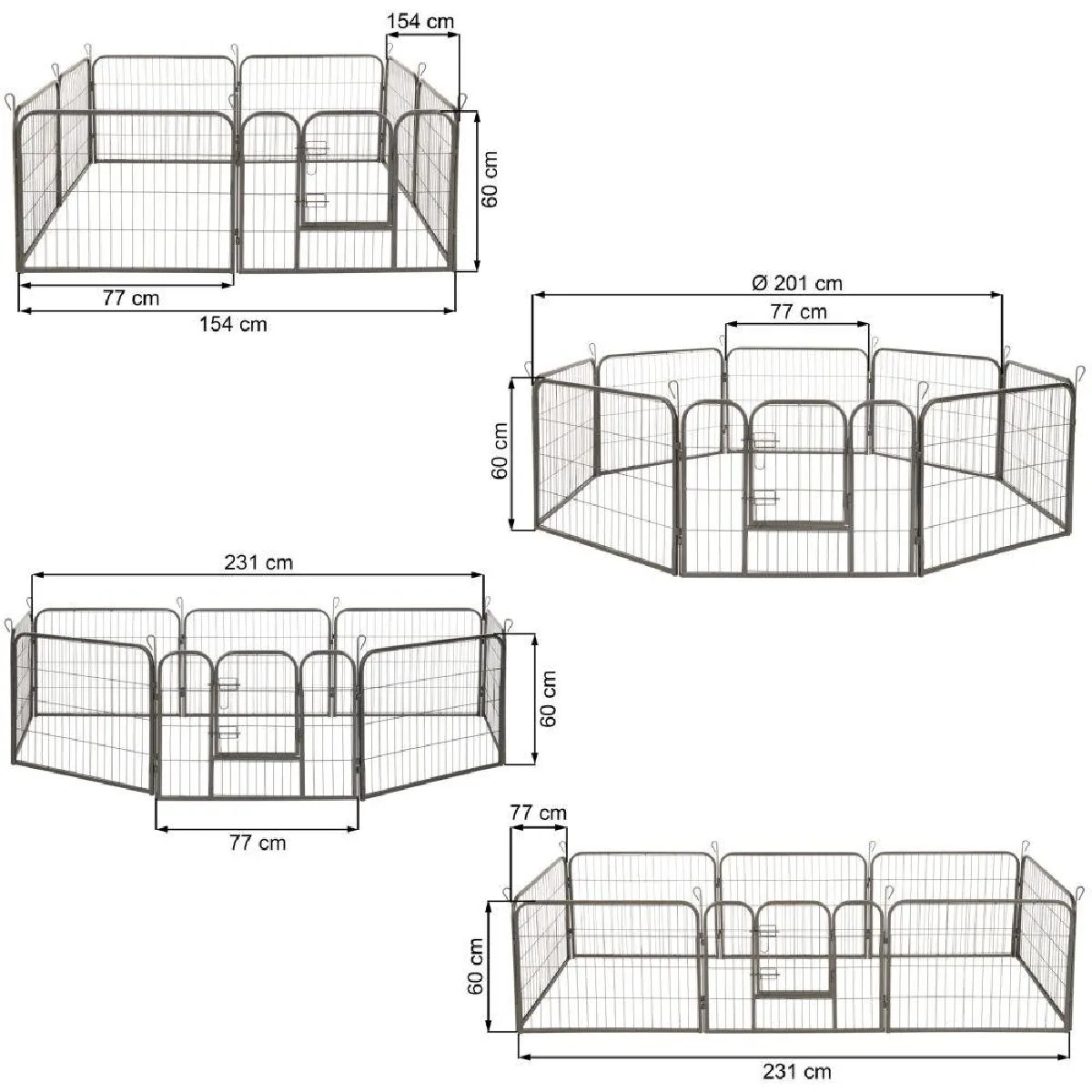 Helloshop26 Enclos modulable pour chien - 77 x 100 cm - Gris Helloshop26 Enclos modulable pour chien - 77 x 100 cm - Gris