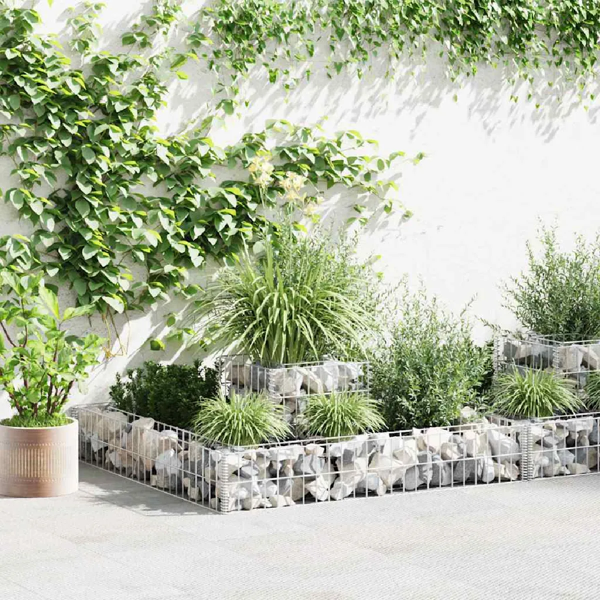 vidaXL Jardinière en gabion 120x120x20 cm