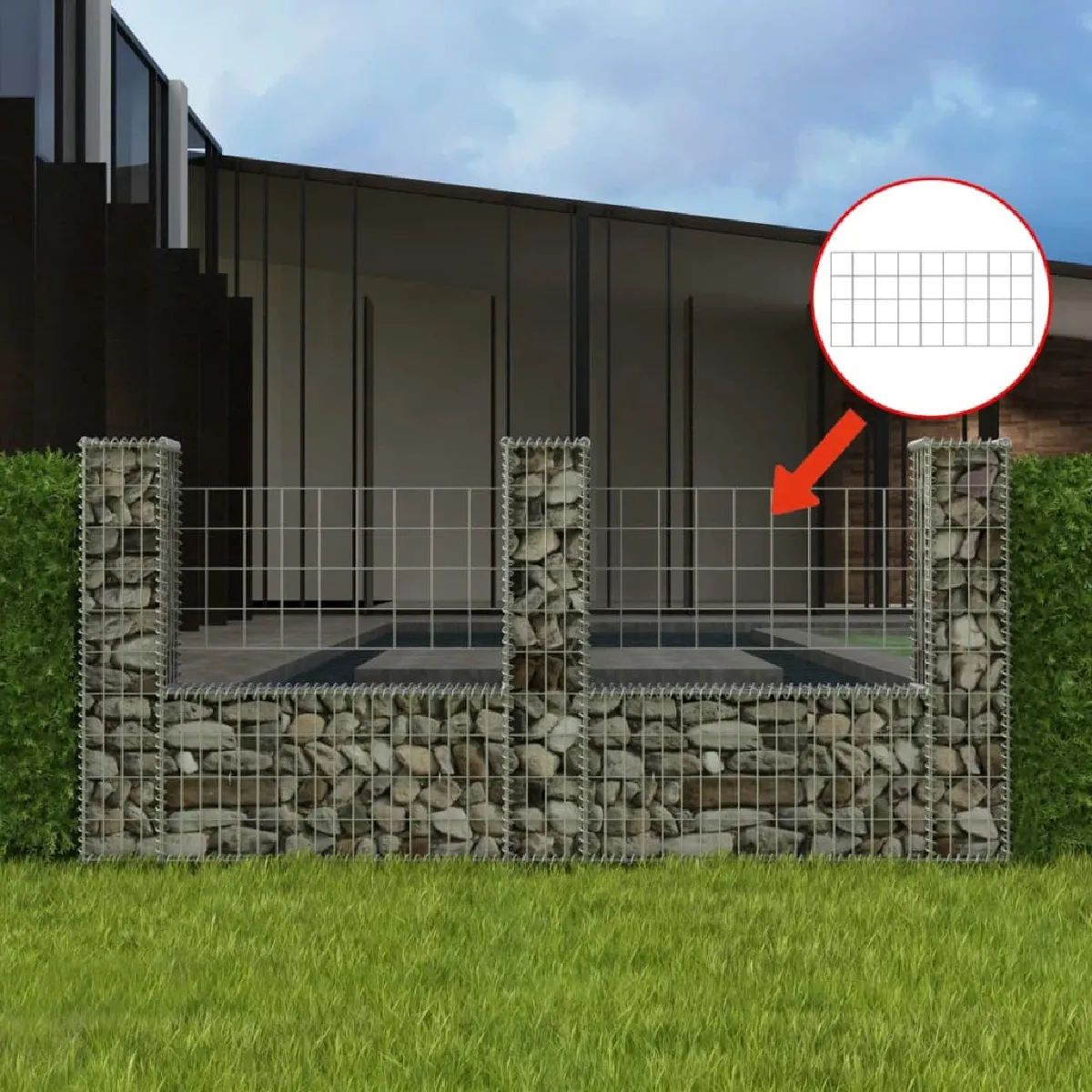 Vidaxl Panier de Gabion en U Acier 240x20x100 cm Clôture de Jardin Décoration 142546