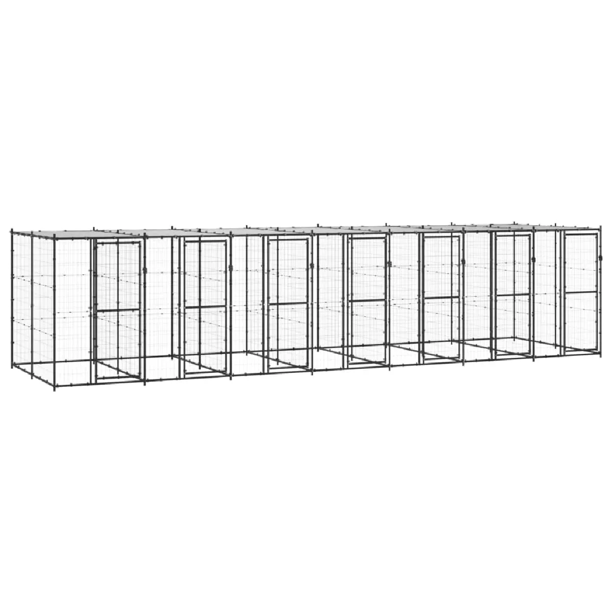 Chenil Pour Chiens VidaXL 16,94 m² – Acier Avec Toit, Système De Loquet - vue 3